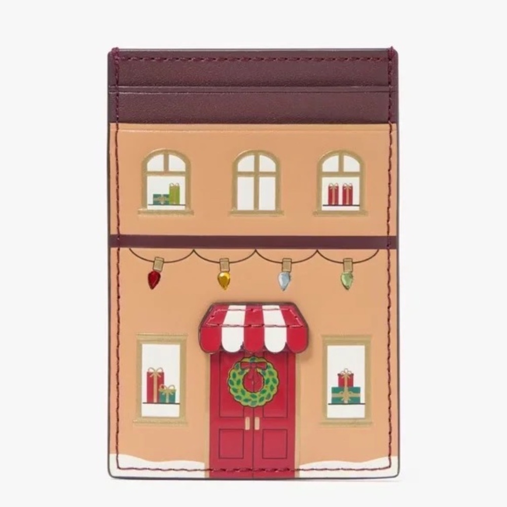 NWT Kate Spade Gingerbread Toy House Small Slim Cardholder Case Wallet
